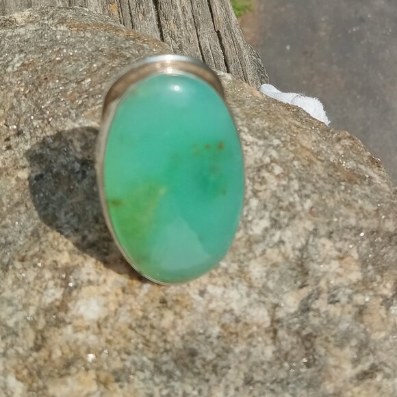 Statement Chrysoprase 925 Ring - Picture 2 of 5